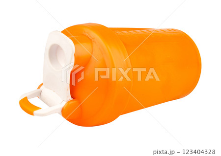 Shaker Bottle Whey Protein isolated on white background 123404328