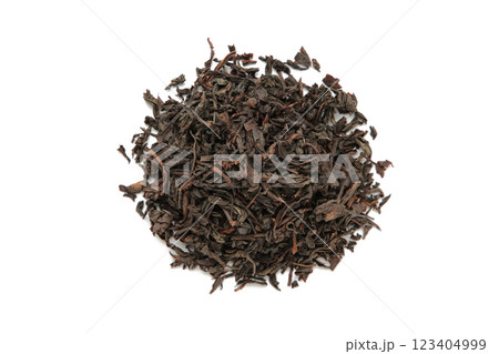 Dry tea leaves isolated on white background. Top view Dry tea leaves isolated on white background. Top view 123404999