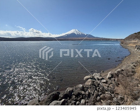 冬の富士山と湖 冬の富士山と湖 123405945