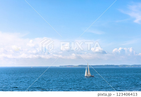 Sailboat at sea on a sunny day. 123406413