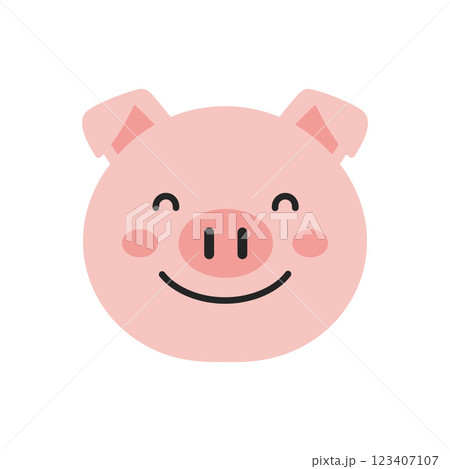 Cute smiling pig face character in minimal flat design vector illustration 123407107