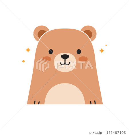 Cute cartoon bear character with a friendly expression in flat vector art style Cute cartoon bear character with a friendly expression in flat vector art style 123407108