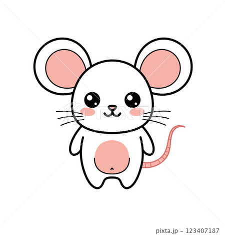Cute cartoon mouse character with large ears in a flat design style vector illustration Cute cartoon mouse character with large ears in a flat design style vector illustration 123407187