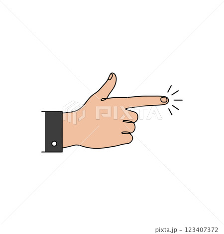Hand pointing with emphasis in a minimal flat design style, showcasing engagement and interaction in vector art Hand pointing with emphasis in a minimal flat design style, showcasing engagement and interaction in vector art 123407372