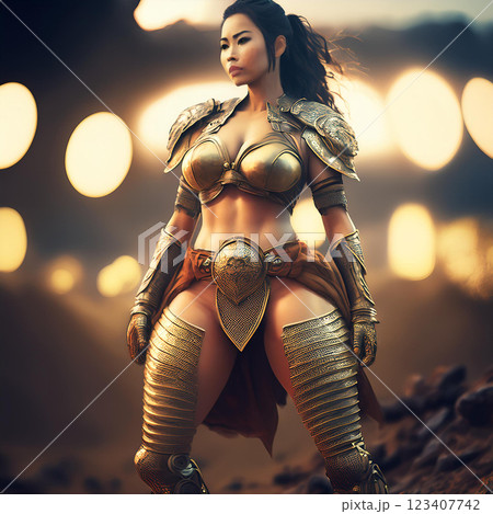 未来的な女戦士　AI生成画像 123407742