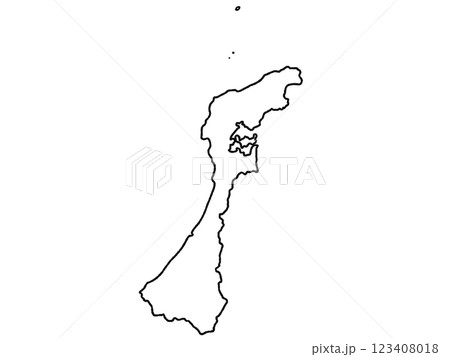 少しゆるい白い石川県地図 中部地方 少しゆるい白い石川県地図 中部地方 123408018