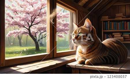 桜とねこ 123408037