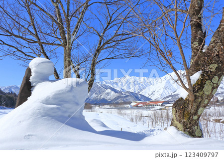 白馬の冬　快晴の北アルプス 123409797