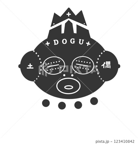 ゆるかわ土偶フェイスロゴ　黒 123410842