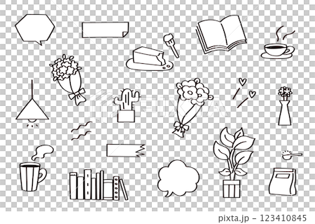 手描きのイラストセット 手描きのイラストセット 123410845