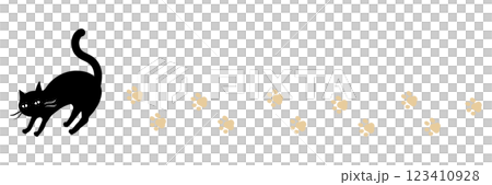 黑貓和橘色爪印線 123410928