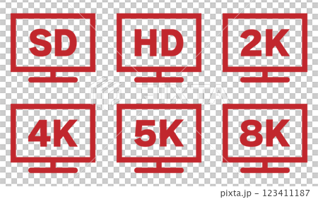 TV Resolution Icon Red 123411187