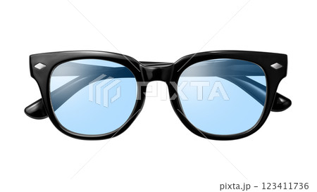 青いレンズのサングラス 123411736