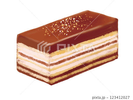 手描きの四角いチョコケーキ 123412027
