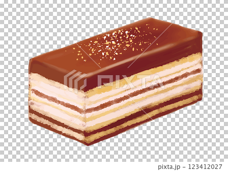 手描きの四角いチョコケーキ 123412027