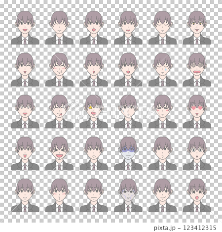Various facial expressions of men set 30 patterns Salaryman Various facial expressions of men set 30 patterns Salaryman 123412315