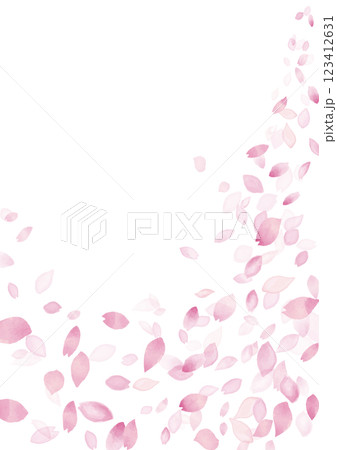水彩風　春色 桜の花びらフレーム1 縦 123412631