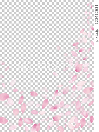 水彩風　春色 桜の花びらフレーム1 縦 123412631