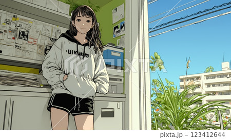 自宅で荷物と書類を整理中の女性