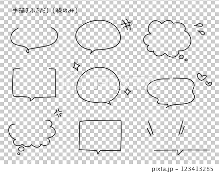 Hand-drawn speech bubble - lines only 123413285