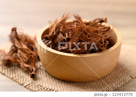 Dried Bombax ceiba flower stamen (red cotton flower), Food ingredient in Northern Thai food 123413770