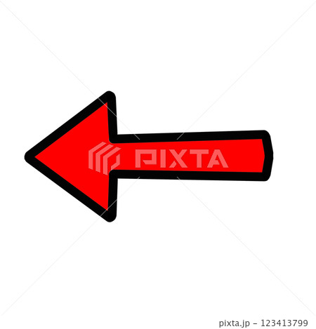 赤い左矢印アイコン(方向・案内・シンプルデザイン) 赤い左矢印アイコン(方向・案内・シンプルデザイン) 123413799