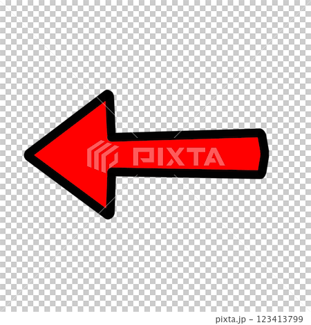 赤い左矢印アイコン(方向・案内・シンプルデザイン) 赤い左矢印アイコン(方向・案内・シンプルデザイン) 123413799