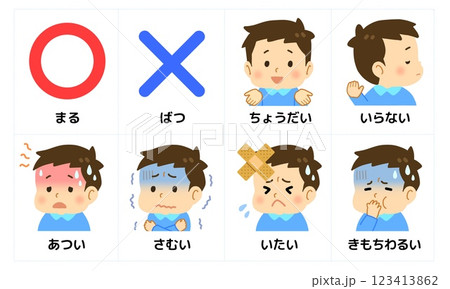 発達障害　視覚支援絵カード1＿気持ち・感情＿男の子 123413862