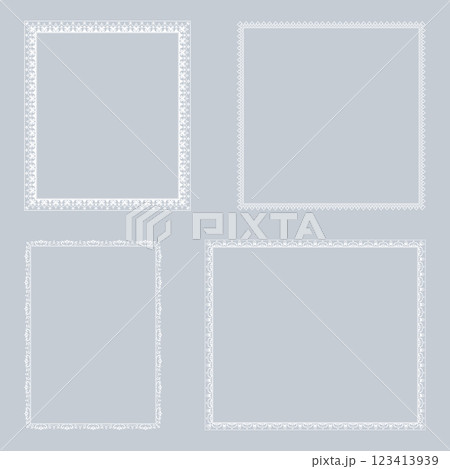 Set of decorative frames Elegant vector element for design in Eastern style, place for text. Floral gray and white borders. Lace illustration for invitations and greeting cards 123413939
