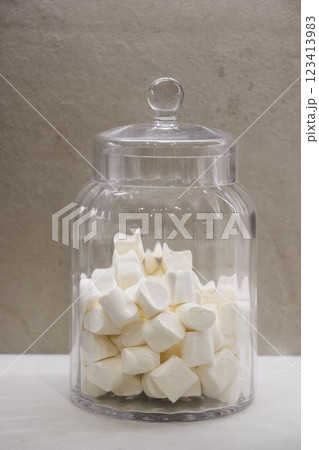 A Classic Jar of Delicious Marshmallows Perfect for Enjoying Sweet Treats Anytime A Classic Jar of Delicious Marshmallows Perfect for Enjoying Sweet Treats Anytime 123413983