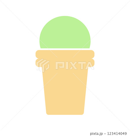 Pistachio Ice Cream in waffle cone Minimalistic ice cream cone design Sticker Icon Logo design idea 123414049