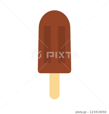 Dark Chocolate Ice Cream on Wooden Stick World Ice Cream Day Sticker Icon Logo Design element concept 123414050