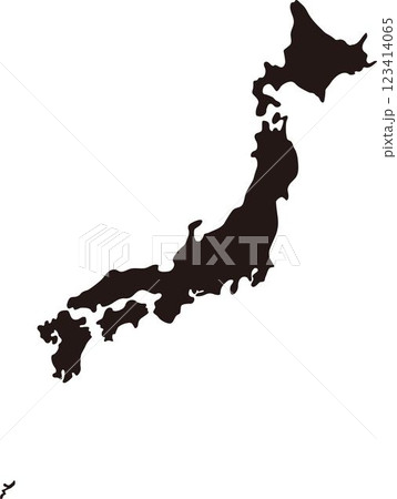 日本地図　日本　日本列島　シルエット　イラスト　デザイン　素材 123414065