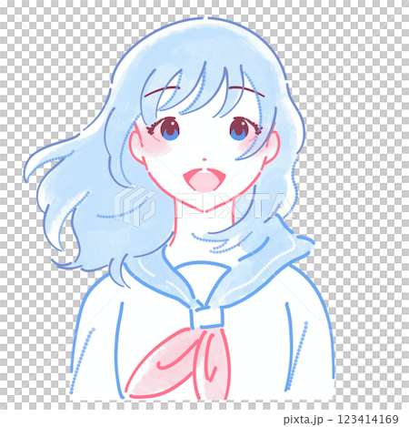 微笑的女學生從前面抬頭 微笑的女學生從前面抬頭 123414169