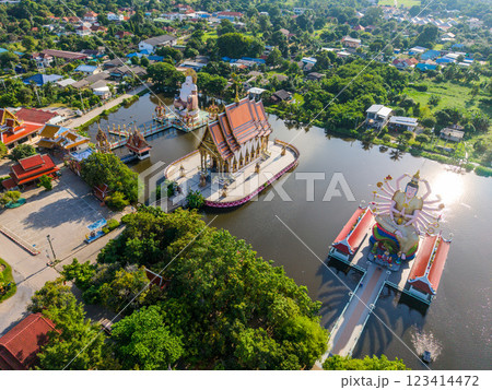 Aerial view of Wat Plai Laem in koh Samui island, Thailand 123414472