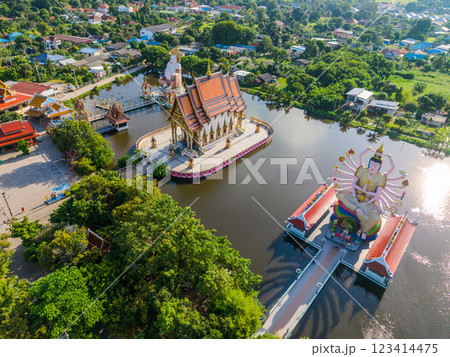 Aerial view of Wat Plai Laem in koh Samui island, Thailand 123414475