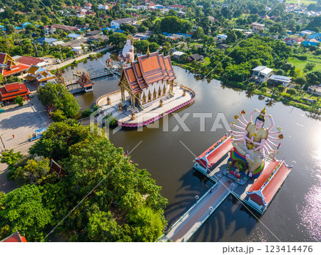 Aerial view of Wat Plai Laem in koh Samui island, Thailand 123414476
