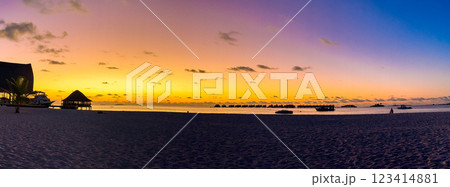 Sunset at beach resort in the Maldives, Asia Sunset at beach resort in the Maldives, Asia 123414881