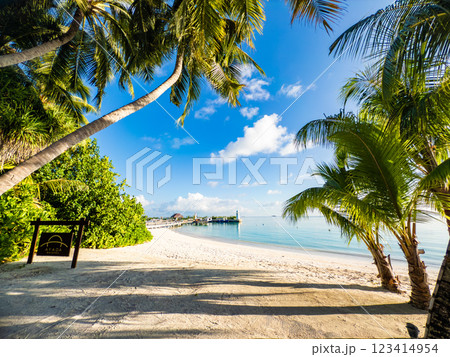 Beach resort in the Maldives, Asia 123414954