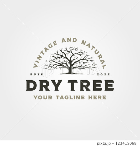 dry tree vintage logo vector symbol illustration design, vintage tree logo design 123415069