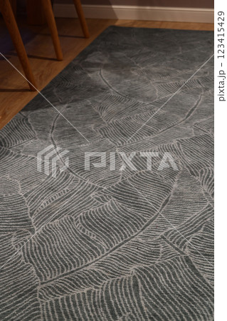 Stylish Green Textured Area Rug Enhancing a Modern Interior Setting with Artistic Appeal 123415429