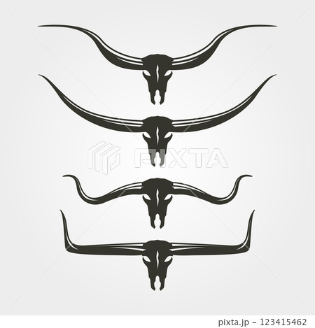 buffalo head longhorn silhouette vector symbol illustration design, long horn head design buffalo head longhorn silhouette vector symbol illustration design, long horn head design 123415462