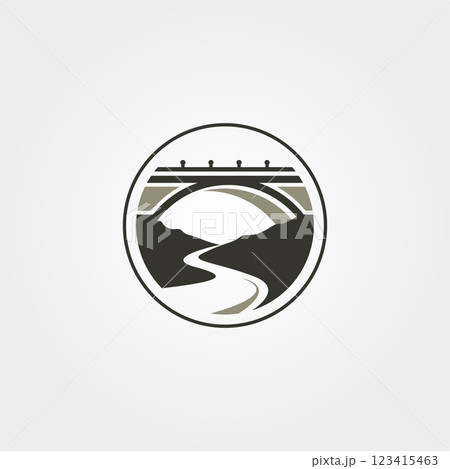 bridge and river logo vector symbol illustration design, creative bridge logo design 123415463
