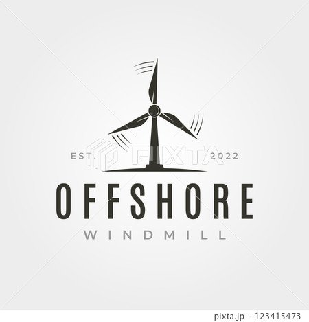 offshore windmill vintage logo vector symbol illustration design 123415473