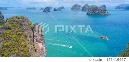 Aerial view from the koh Hong Island viewpoint, a part of Muko Hong, Than Bok Khorani National Park at Krabi, Thailand. Landmark and popular for tourists attractions Aerial view from the koh Hong Island viewpoint, a part of Muko Hong, Than Bok Khorani National Park at Krabi, Thailand. Landmark and popular for tourists attractions 123416467