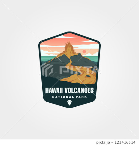 hawaii volcanoes sticker patch vector illustration design, united states national park logo design 123416514