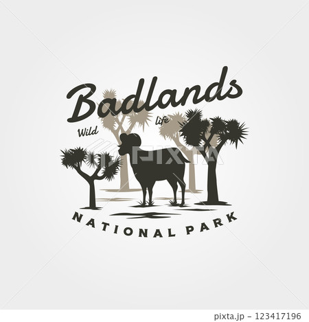 badlands logo vector vintage illustration design, bighorn wild logo symbol design 123417196