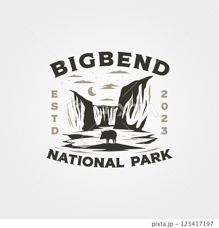 big bend vintage vector logo illustration design, big bend national park logo 123417197