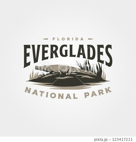 everglades vintage logo vector with crocodile illustration design 123417211