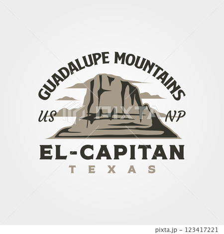 guadalupe mountains vintage logo vector illustration design with el capitan symbol guadalupe mountains vintage logo vector illustration design with el capitan symbol 123417221
